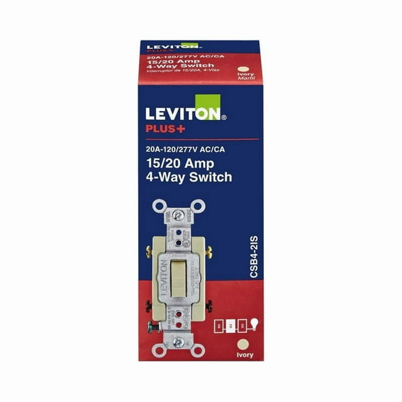 Leviton 3016782 20A 4-Way Toggle AC Quiet Switch, Ivory