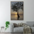 thumbnail image 2 of Sunset Silhouette Framed Premium Gallery Wrapped Canvas - Ready to Hang - 27 x 41 - Walnut Floating Frame, 2 of 9