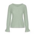 thumbnail image 4 of tklpehg Dressy Tops For Women Elegant Classic Solid Color Going Out Tops Lightweight Tunic Tops V-Neck Long Sleeve Tops Casual Loose Blouses (Green,M), 4 of 6