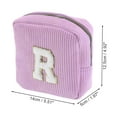 thumbnail image 2 of Unique Bargains 1 Pc Letter R Pattern Makeup Bag for Travel Pink Purple Corduroy, 2 of 6