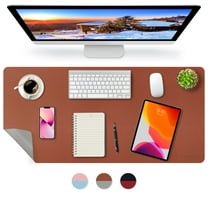 Tocorpie Dual-Sided Desk Pad Large 31x15in Waterproof PU Leather Desk Mat Mouse Pad Keyboard Mat Brown
