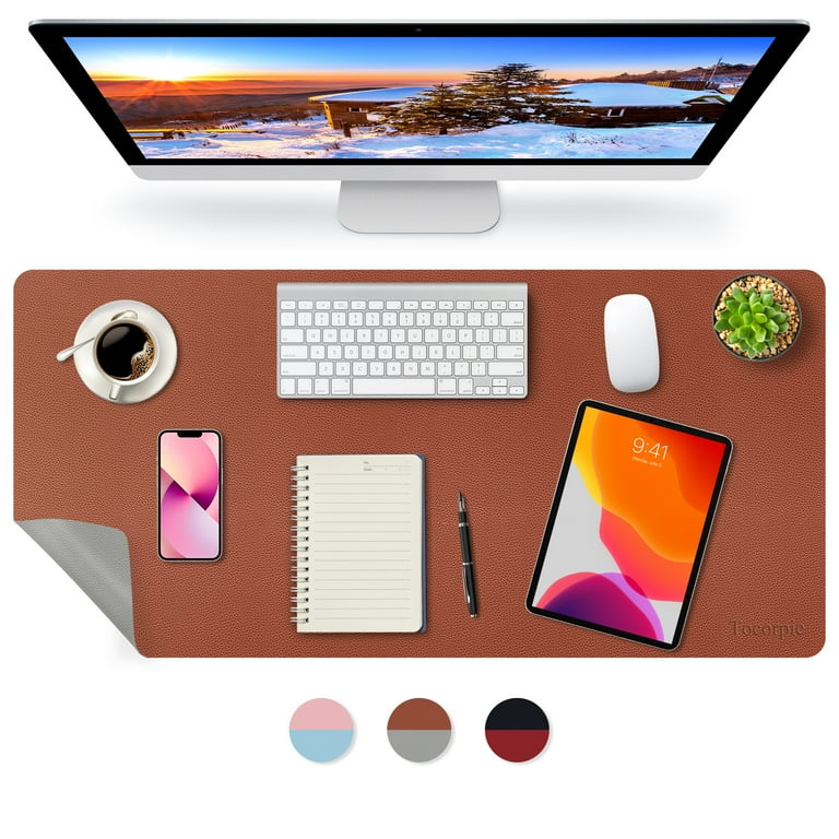 Desk Pad Tan Leather, Desk Mat, Mouse Keyboard Pad, Blotter