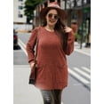 thumbnail image 6 of Long Sleeve Shirts for Women Long Sweaters with Pockets Tunic Tops Loose Fit Brick Red XL, 6 of 8