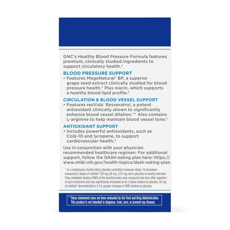 GNC Preventive Nutrition Healthy Blood Pressure Formula, Clinically  Studied, 90 Capsules