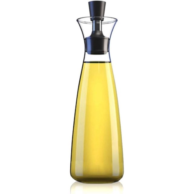 Dispensador de aceite de oliva y vinagre sin embudo, botella de vidrio para vinagrera de cocina | Tapa de silicona hermética que mantiene el aceite fresco por más tiempo