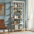 thumbnail image 3 of Tribesigns 70.9 Inch Industrial Bookshelf, 6-Tier Tall Bookcase with Open Shelves, Wood and Metal Display Shelf Storage Shelves for Bedroom, Living Room and Home Office, White, 3 of 8