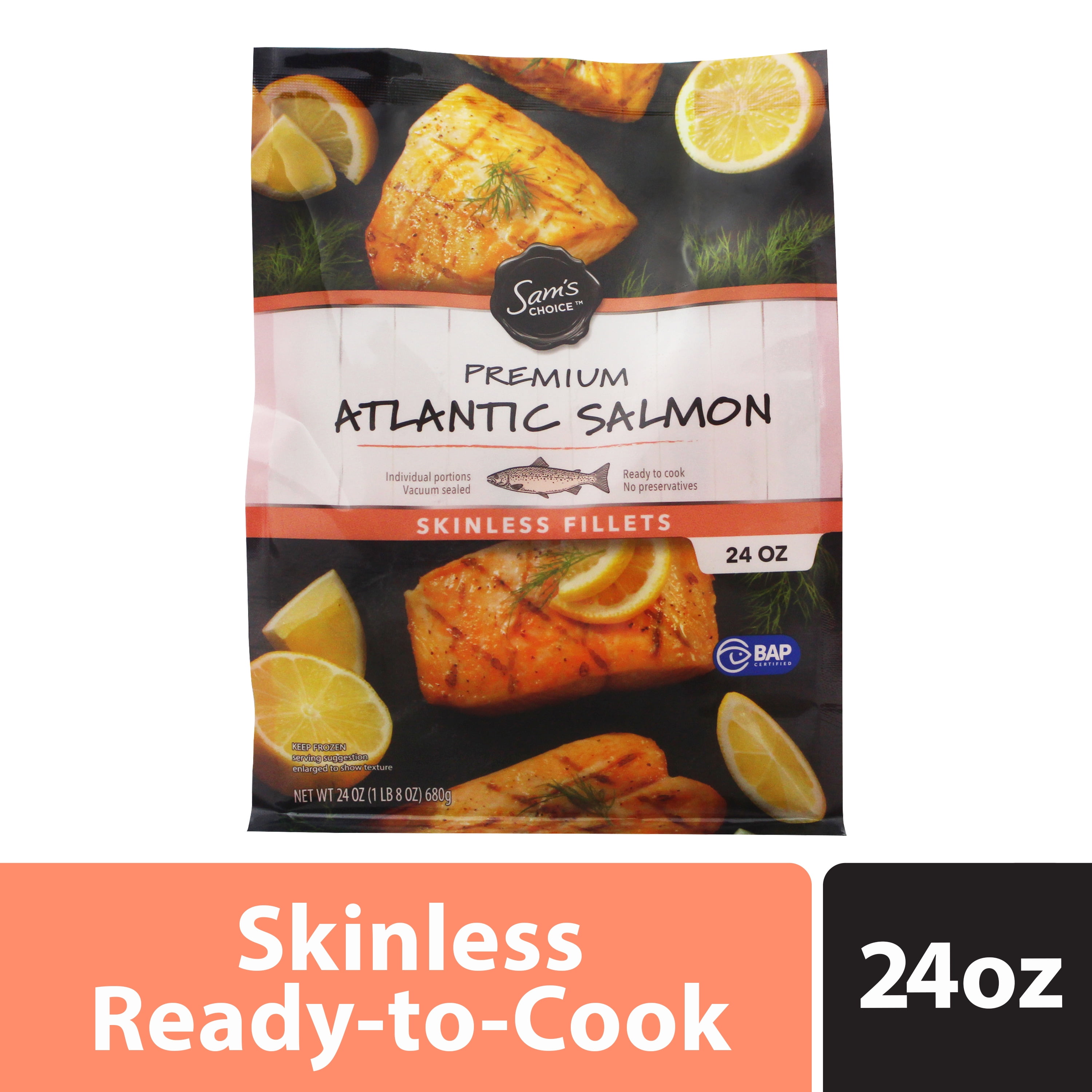 Sam's Choice Frozen Skinless Atlantic Salmon Portions,  lb 