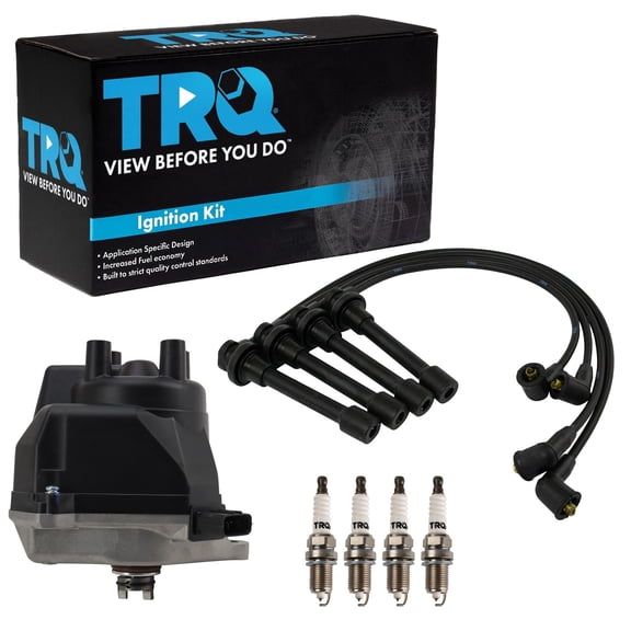 TRQ Ignition Coil and Spark Plug Kit 6 Piece Distributor Fits 1998-2002 Honda Accord 1998-1999 Acura CL