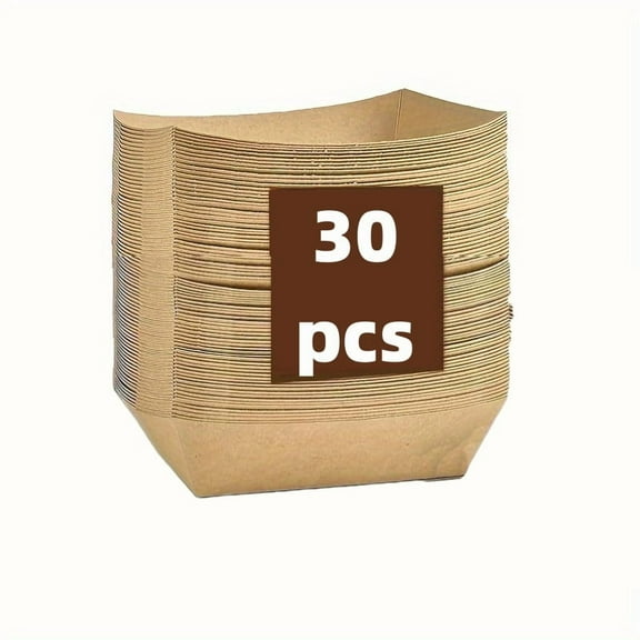 100pcs Kraft Paper Food Tray Heavy-duty Food Boat Trays Disposable Service Basket For Snacks Fries Tacos BBQ Party Tableware Set