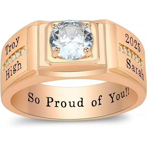 Ccjcinata Personalized Customizable university class rings for high school for men graduation class rings for men (Sterling Silver - Rose Gold Plated)