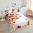 YST Fall Thanksgiving Bedding Queen, Red Orange Maple Leave Comforter