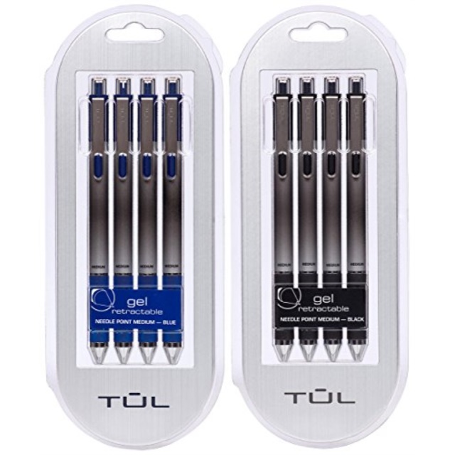 tul retractable gel pens 0.7mm needle point medium, black/blue value