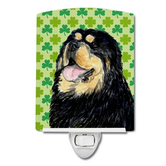 Caroline's Treasures SS4443CNL Tibetan Mastiff St. Patrick's Day Shamrock Portrait Ceramic Night Light, 6x4x3",