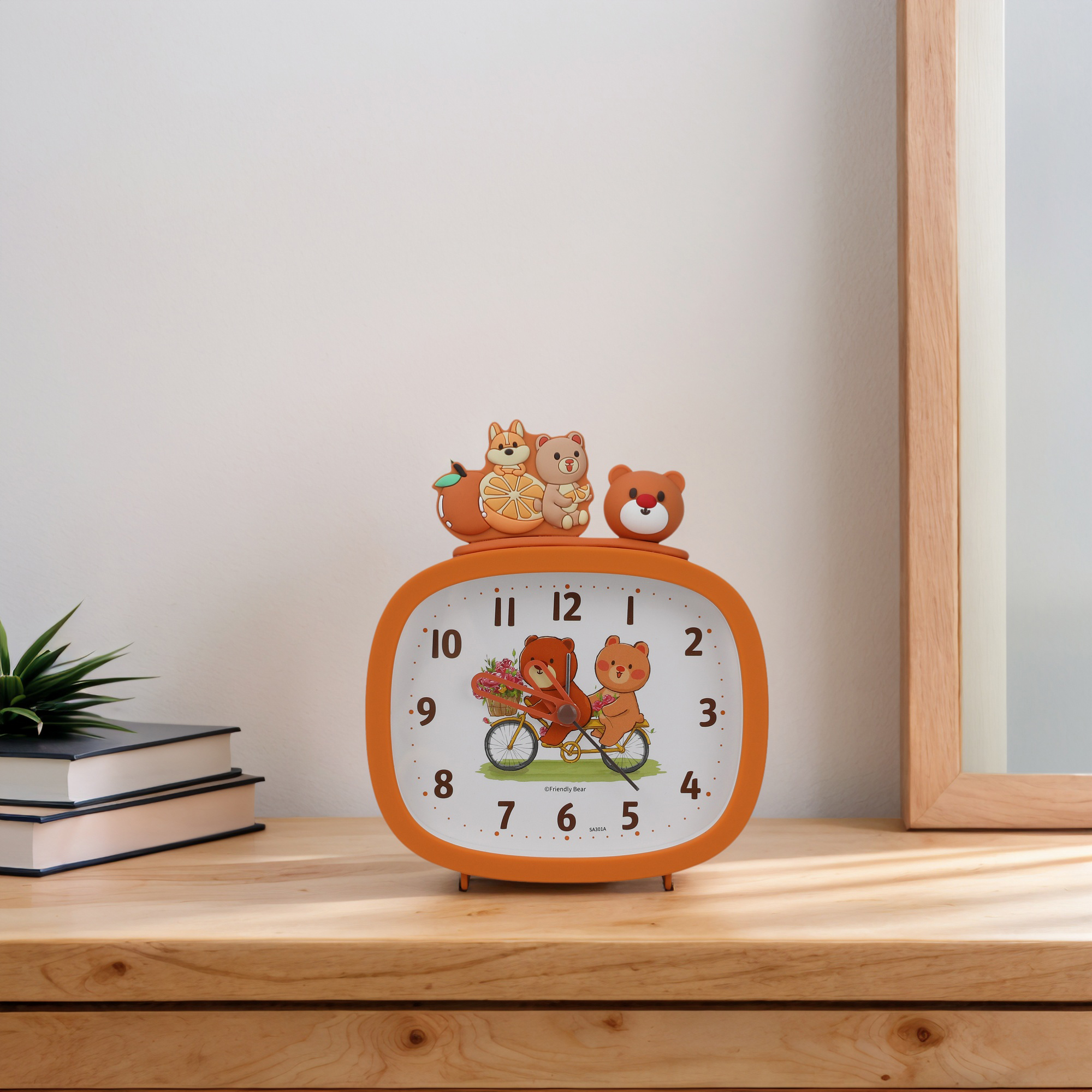 Unique Bargains 3D Animal Figurines Alarm Clock Orange 5.5"L x 1.7"W x 4.7"H