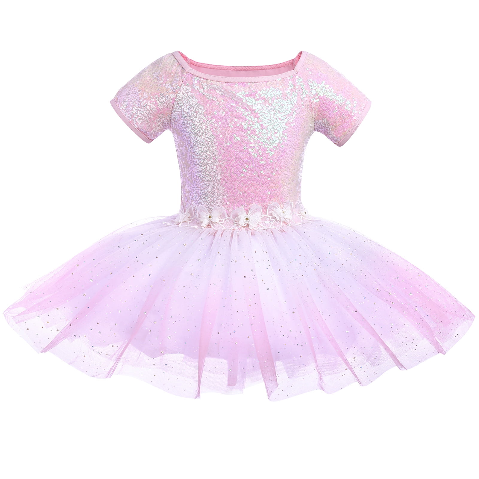 IBTOM CASTLE Kid Toddler Girls Sequin Ballet Dance Dress Glitter Flower ...