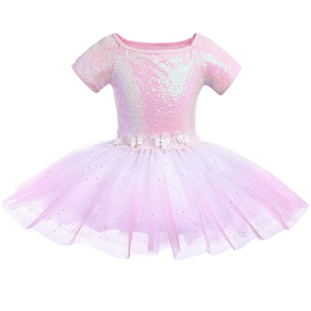 IBTOM CASTLE Kid Toddler Girls Sequin Ballet Dance Dress Glitter Flower