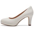 thumbnail image 2 of DADAWEN Womens Pumps Mid Heels Round Toe Platform High heels Bridal Wedding Party Prom Dress Shoes White 9.5US, 2 of 6