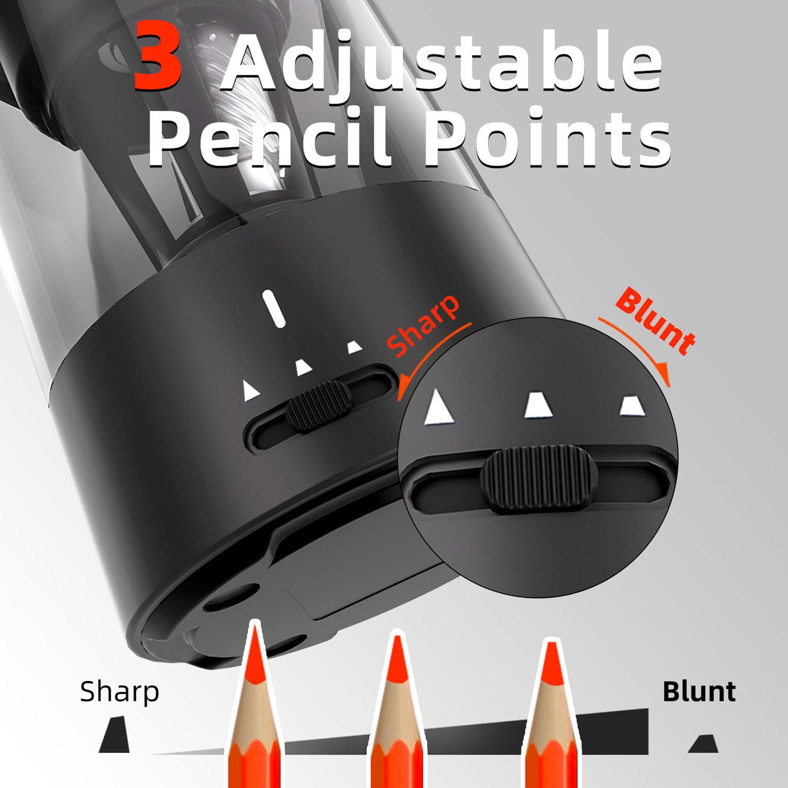 Smart Electric Pencil Sharpener With 3 Stage Adjustment Rechargeable Lithium And Spill Proof Design For Clean Use
