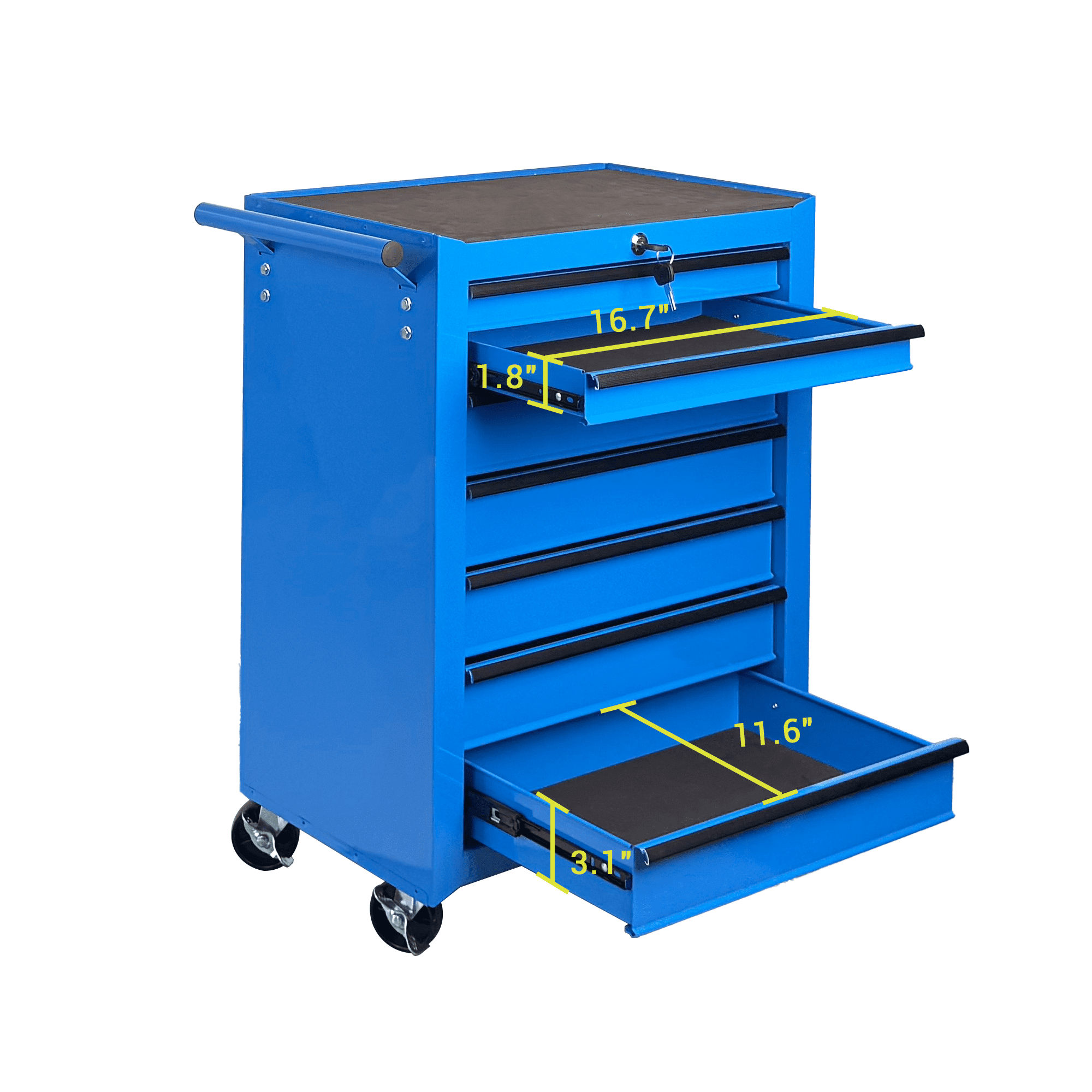 7-Drawer Tool Chest Cabinet with Ball Bearing Drawer Slides,20"W Rolling Metal Tool Chest with 7 Drawers,Steel Tool Storage Box Organizer,Blue