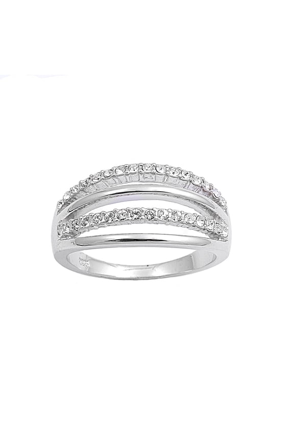 Alternating Bars Cubic Zirconia Ring Sterling Silver 925 Size 9