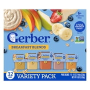 (2 pack) Gerber 2nd Foods Fruit & Cereal Puree Favorites Baby Food, Variety Pack, 4 oz Tubs (32 Pack)