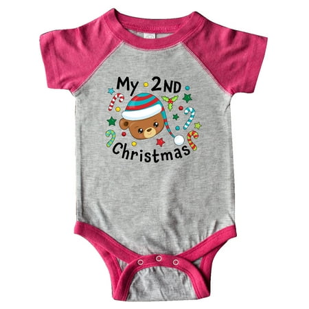 

Inktastic My 2nd Christmas Cute Bear with Candy Canes Gift Baby Boy or Baby Girl Bodysuit