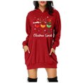 thumbnail image 2 of WEAIXIMIUNG Chandail en Molleton pour Femmes Veste Longue Décontractée Col Rond Poche Imprimé Flocon de Neige de Noël, 2 of 3