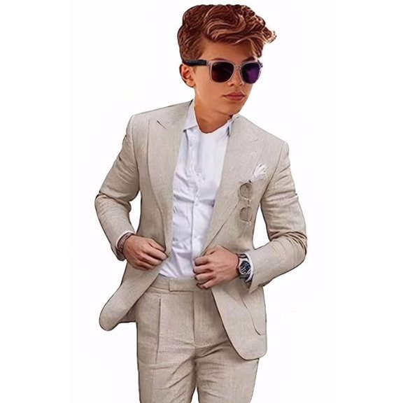 ETHAN Boys Linen Suit for Wedding 2 PC Kids Linen Suit for Summer Boys Formal Suit Ring Bearer Outfit 2T