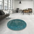 thumbnail image 4 of Ahgly Company Machine Washable Indoor Round Industrial Modern Deep-Sea Green Area Rugs, 4' Round, 4 of 7
