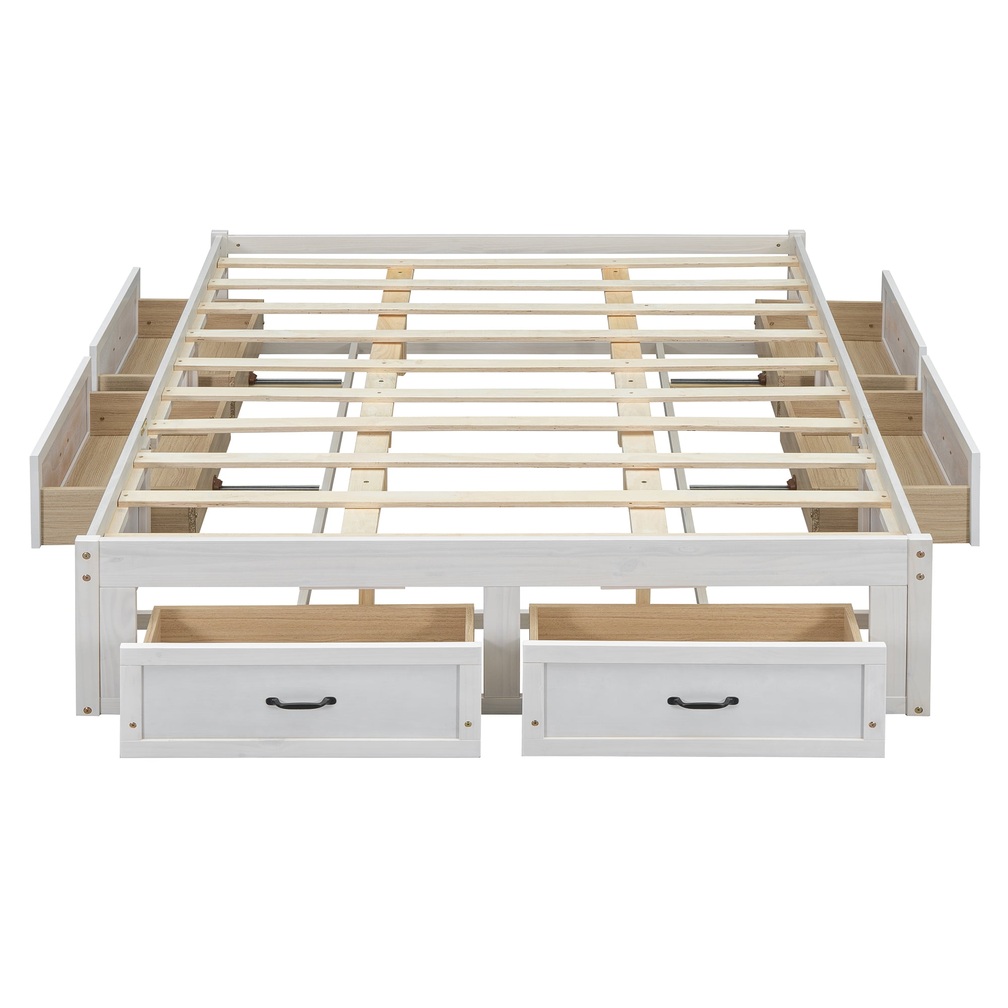 Aukfa Queen Size Storage Platform Bed with 6 Drawers, Farmhouse Captain Bed Frame, Antique White