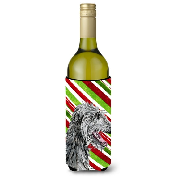 Scottish Deerhound Candy Cane Christmas Wine Bottle Hugger