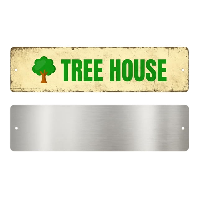 Tree House Metal Sign by DC | Arrow Metal Directional Signage for Indoor & Outdoor | 3x12" Rust-Free Aluminum Sign | Home & Garden Signage UV Protected Road Street Sign | Made in USA