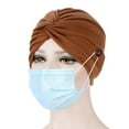 thumbnail image 3 of SPRING PARK Fashion Solid Color Women Casual Cross Knot Soft Button Beanie Skull Cap Muslim Turban, 3 of 3