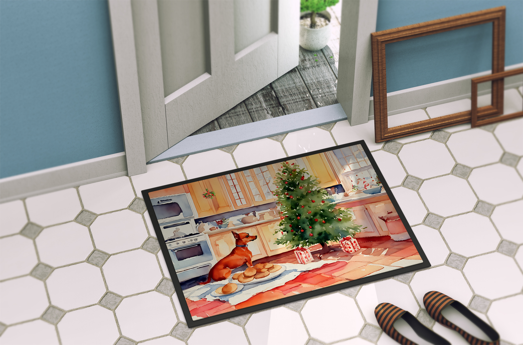 Carolines Treasures DAC3853MAT 18 x 27 in.  Miniature Pinscher Christmas Cookies Doormat