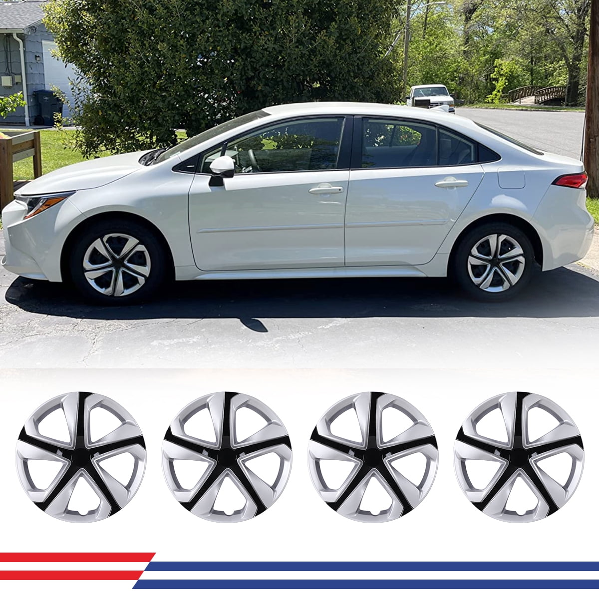 4 Pack 16" Hubcaps Wheel Rims Cover for 2016-2025 Honda Civic Sedan,Compatible with Steel Wheels Snap on Installation ABS+PCSilver Lacquer & Black Lacquer