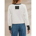 thumbnail image 6 of Women'S Cropped Cardigan Sweaters Fall Long Sleeve Open Front Button Down Color Block Knit Outwear Coats White S, 6 of 8