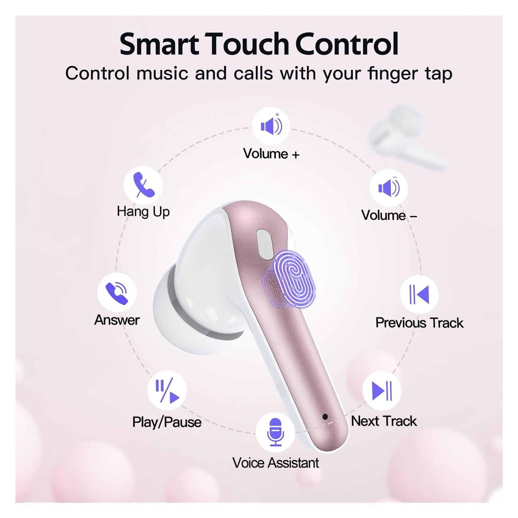 Bluetooth Headphones True Wireless Earbuds 60H Playback LED Power Display Earphones with Wireless Charging Case IPX5 Waterproof in-Ear Ear buds with Mic for TV Smart Phone Laptop Computer Sports