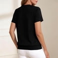 thumbnail image 6 of Yyeselk Womens Tops Short Sleeve Banded Bottom Stretch Summer Tops V Neck T Shirts Casual Ladies Tees Loose Fit Clothing Black L, 6 of 8