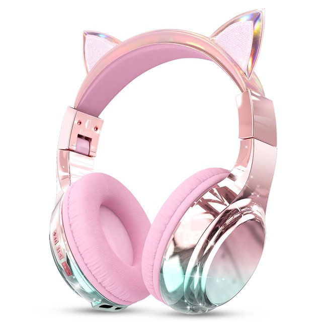 Auriculares Bluetooth para niños con orejas de gato QearFun, 60 horas de reproducción
