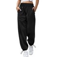 thumbnail image 1 of Pantalones De Chándal Básicos Pantalones de chándal básicos para mujer, cordón de algodón, ajuste holgado, ropa diaria (negro XL) Ygjytge para Mujer Negro T L, 1 of 7
