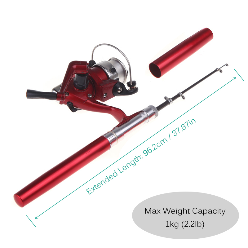 Mini Aluminum Pocket Pen Fishing Rod Pole + Reel Purple Mini Aluminum Pocket Pen Fishing Rod Pole PURPLE in 2020