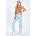 thumbnail image 2 of Lilac Sunset Women’s High-Rise Straight Leg Cargo Jeans, Classic Fit, Light Blue, Juniors Sizes 1–15, 2 of 6