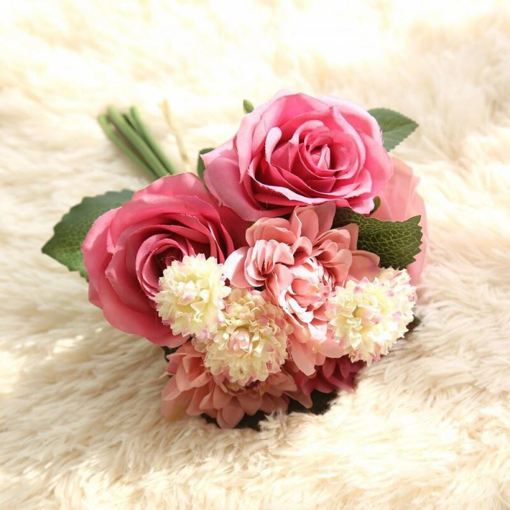 Artificial Fake Rose Daisy Dahlia Silk Flower Bridal Home Wedding Garden Decor 