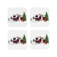 thumbnail image 2 of Disketp Vintage Buffalo Plaid Christmas Camper Funny Coasters,4 Pcs Leather Coasters With Holder, Perfect Housewarming Hostess Gifts,Protect Furniture From Water Marks Scratch And Damage, 2 of 9