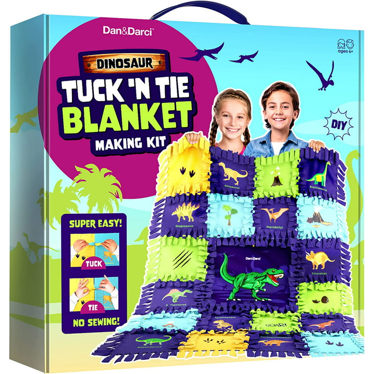 Dinosaur Tuck N' Tie Fleece Blanket Kit - DIY Crafts for Kids Ages