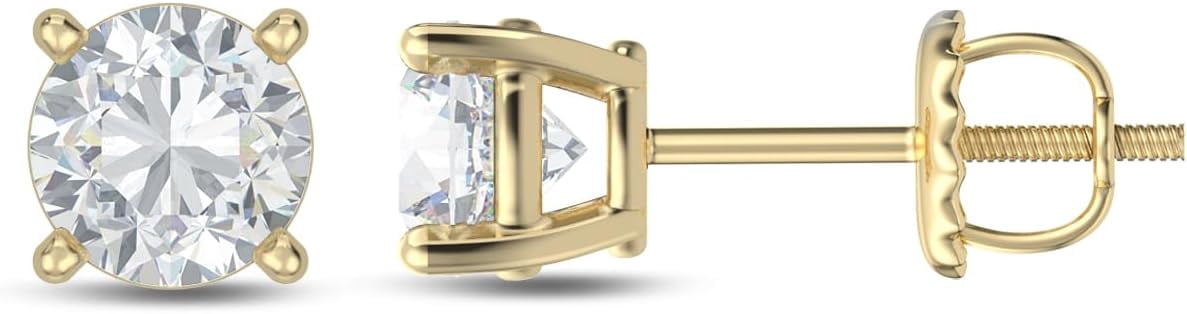 Eternaldia IGI Certified Lab Grown Diamond Solitaire Stud Earrings With 14k Gold/Diamond Stud Earrings for Women With Screw back post/Diamond Color-F, Clarity VS1-VS2 (Yellow Gold 0.50Ct)