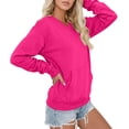 thumbnail image 4 of Womens Oversized V Neck Sweatshirt Long Sleeve Casual Pullover Tops Long Sleeve Fall Fashion Sweatshirts with Pocket Hot Pink L, 4 of 7