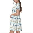thumbnail image 2 of Gukieu Sea Turtle Print Women's Short Sleeve Dress, Elastic Waistband A-line with Pockets Summer Dress, Suitable for Daily Leisure, Work, Vacation, 2 of 6