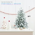 thumbnail image 2 of Christmas Tree 3FT Flocked Tabletop Christmas Tree with 355 Tips, Snowy PE/PVC Branches, 14 Pine Cones & 14 Red Berries, Burlap Cement Base – Small Decorative Tree for Home & Office Holiday Decor,Flo, 2 of 6