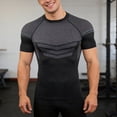 thumbnail image 2 of IWRICH Men's Compression Shirts Short Sleeve Workout Gym T-Shirt Running Tops Cool Dry Sports Base Layer Athletic Undershirts Grey L, 2 of 4